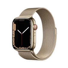 Apple Watch Series 7 GPS + Cellular, 45mm Gold Stainless Steel Case with Milanese Loop Gold